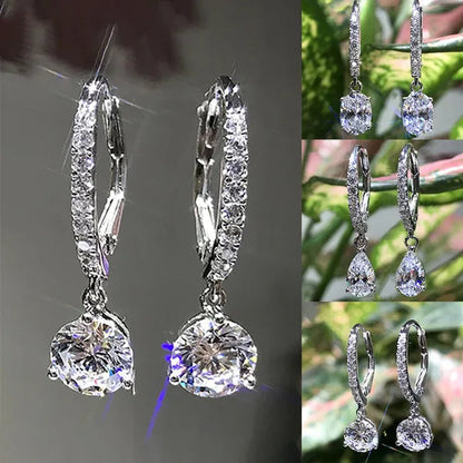 Gorgeous 925 Sterling Silver Diamond Engagement Bridal Wedding Dangle Earring for Women Pendant Earring Anniversary Gift Jewelry