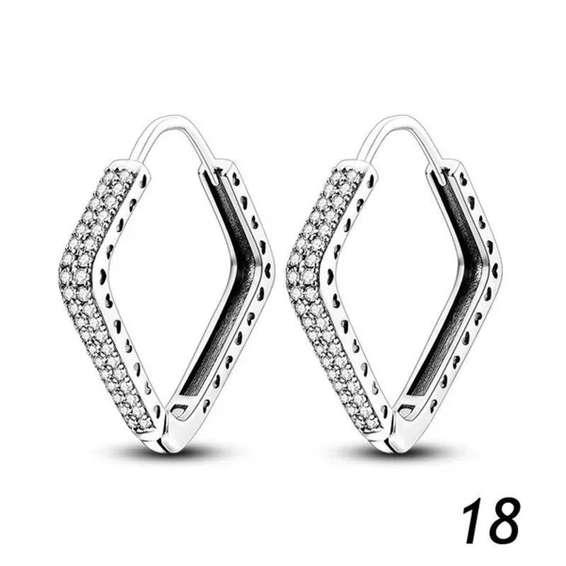New 925 Sterling Silver Sparkling Two-Tone Zircon Stud Earrings European Fashion Women's Jewelry Earrings