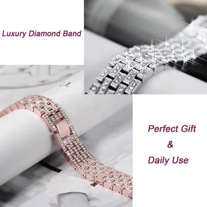 Compatible with Apple Watch Bands 44mm 42mm 40mm 38mm for iWatch Strap Series 6/SE/5/4/3/2/1 Replacement Metal Wristband Bling Diamond Band