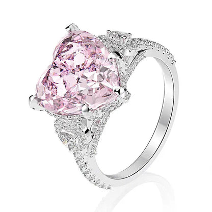 Heart-shaped Diamond Ring Exquisite 18k Gold Plating 925 Sterling Silver Romantic Diamond Wedding Ring