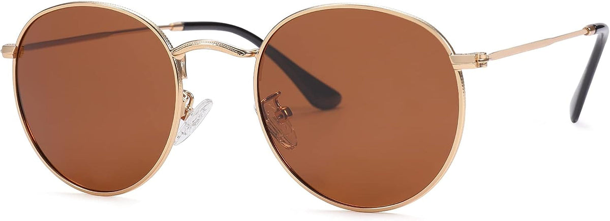 Small Round Metal Polarized Sunglasses for Women Retro Designer Style