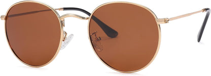Small Round Metal Polarized Sunglasses for Women Retro Designer Style