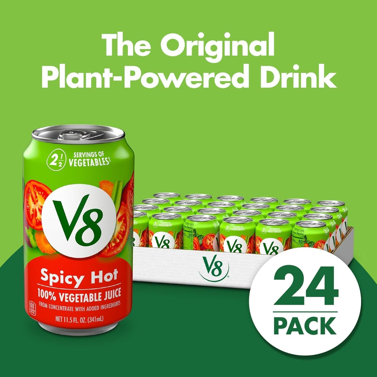 Spicy Hot 100% Vegetable Juice, 11.5 Fl Oz Can (24 Pack)