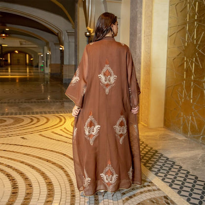 Abaya for Women Muslim Kaftan Floral Maxi Dresses Dubai Turkey Middle East Islam Caftan Ramadan Eid Party Robe