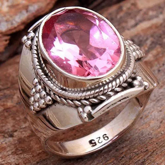 Exquisite Women Ladies Pink Sapphire Eternity Ring Anniversary Gift Engagement Bridal Wedding Jewelry Rings Size 4-12