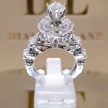 Classic Luxury Temperament Woman Fashion Jewelry Exquisite  Birth Stone Romantic Bride Wedding Jewelry Noble Princess Proposal Engagement Ring Size US4-11 Christmas Gift