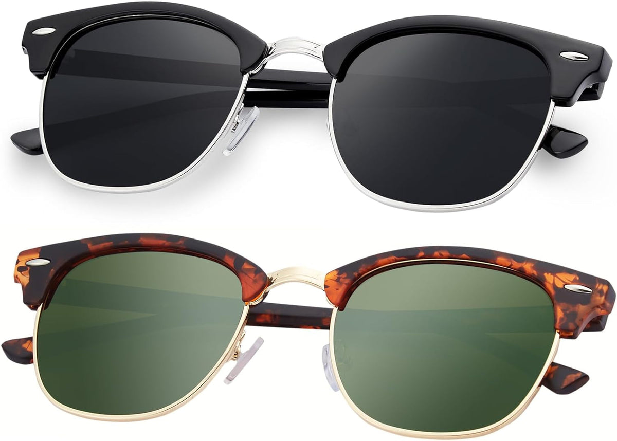 Sunglasses Men and Womens, Polarized Sunglasses for men with UV Blocking Semi-Rimless Frame for Driving & Hiking