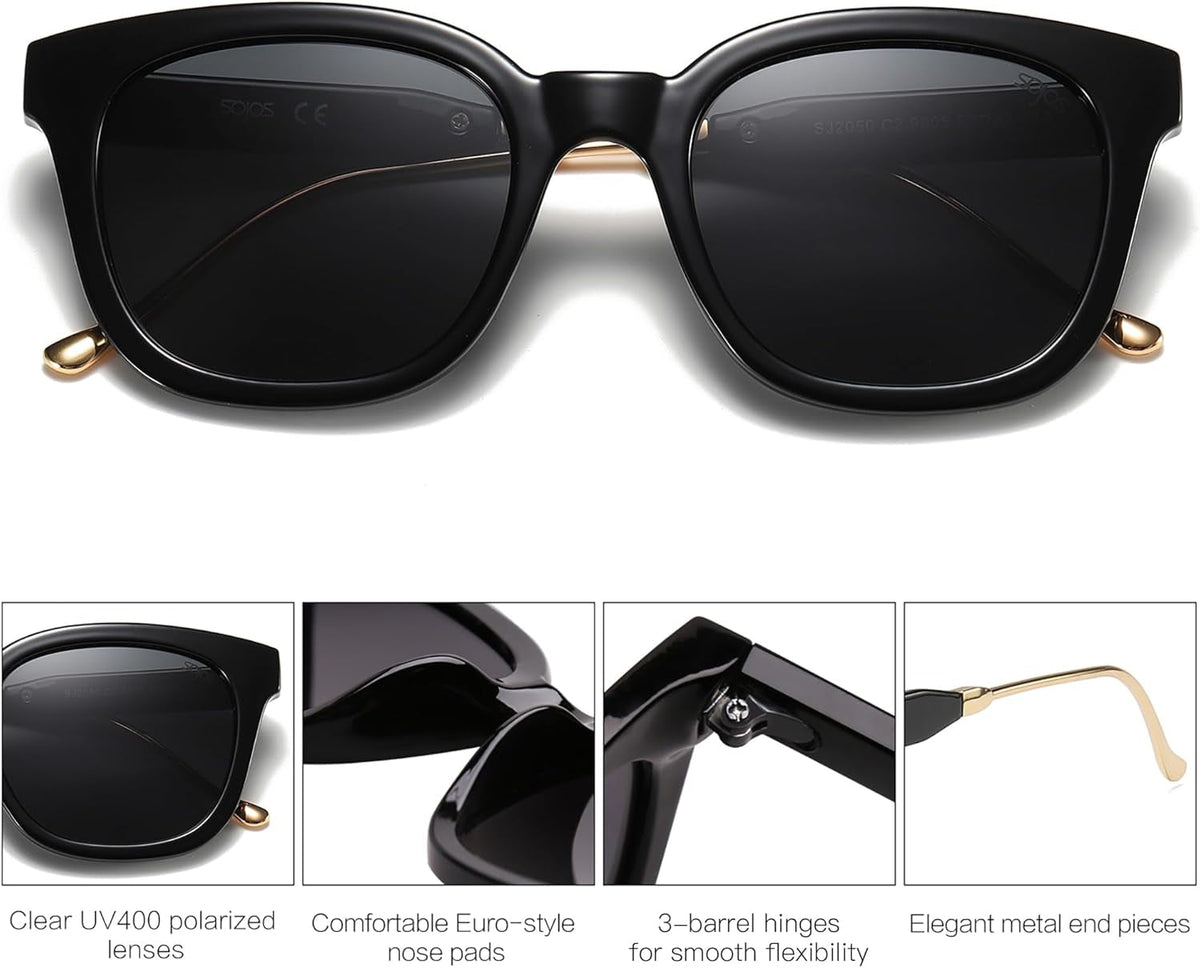 Classic Square Polarized Sunglasses Womens Mens Retro Trendy UV400 Sunnies SJ2050