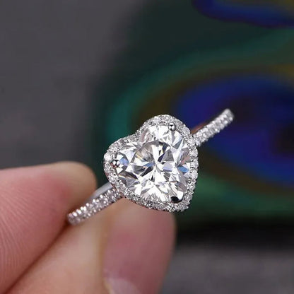 Elegant Natural Gemstone Heart Shaped Ring Fashion Women Platinum Diamond 925 Silver 18k Rose Gold Ring Engagement Wedding Anniversary Gift Jewelry