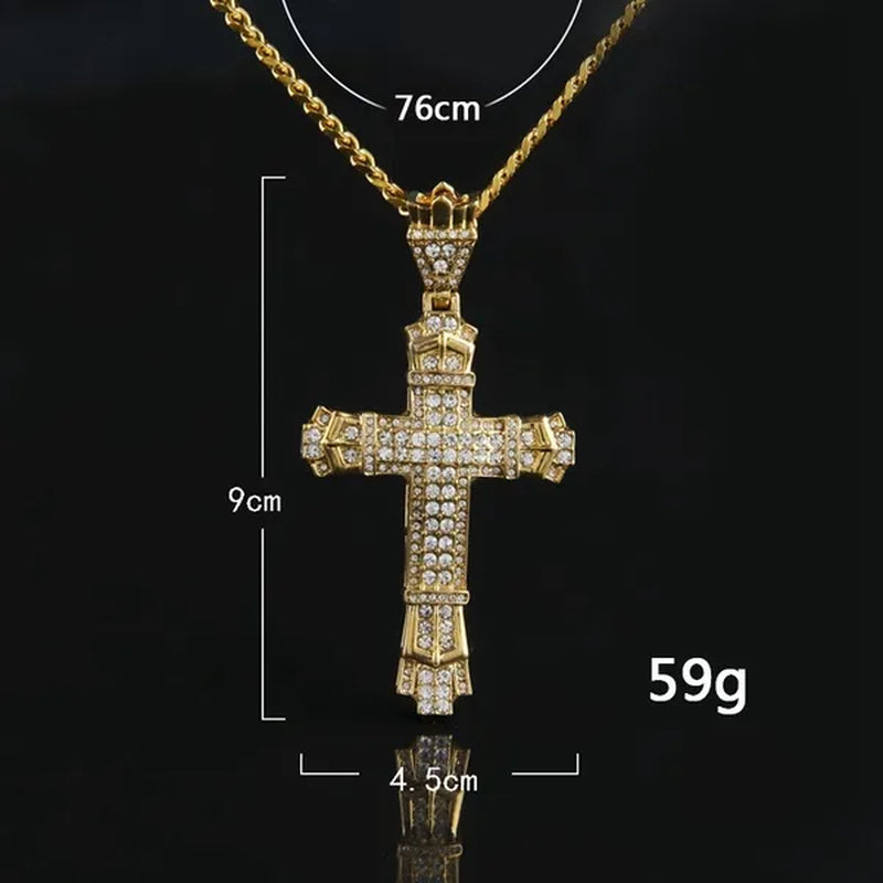 Hip hop cross exquisite men's fashion jewelry 18K gold/925 silver DIAMOND stainless steel pendant necklace