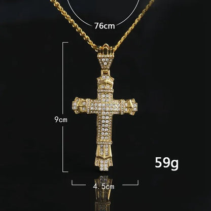 Hip hop cross exquisite men's fashion jewelry 18K gold/925 silver DIAMOND stainless steel pendant necklace