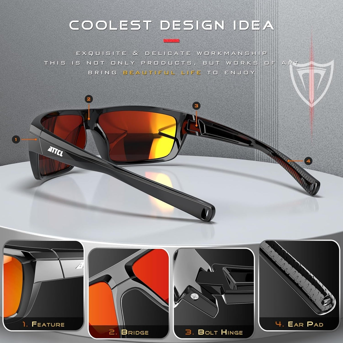 Polarized Wrap Sunglasses for Men - Fishing Sports Glasses UV Protection
