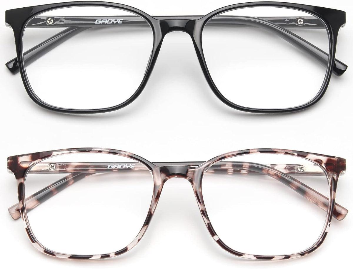 2 Pack Blue Light Blocking Glasses Women/Men, Computer Gaming Fake Eyeglasses Anti UV Ray-Spring Hinge