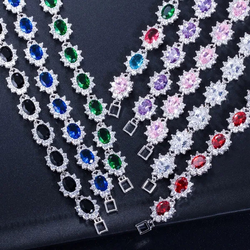 CANDICE 2023 New Fashion Women Silver Jewelry With Multicolor Crystal and CZ Bracelets Bangles 18cm