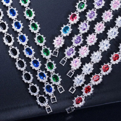 CANDICE 2023 New Fashion Women Silver Jewelry With Multicolor Crystal and CZ Bracelets Bangles 18cm