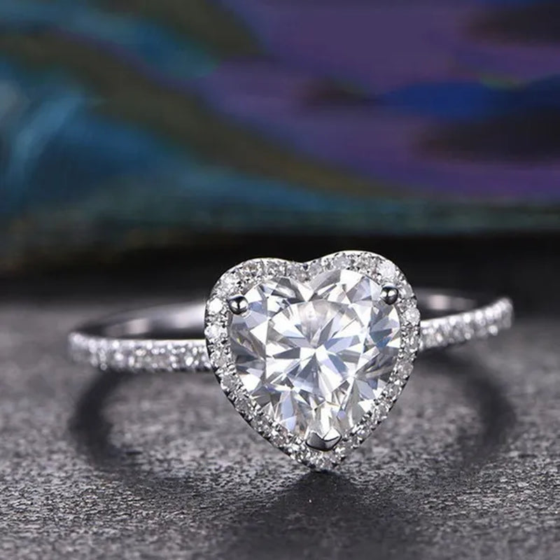 Elegant Natural Gemstone Heart Shaped Ring Fashion Women Platinum Diamond 925 Silver 18k Rose Gold Ring Engagement Wedding Anniversary Gift Jewelry