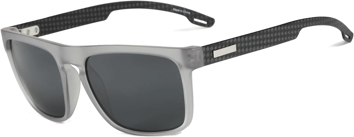 Polarized Sunglasses Men - Square Durable TR90 Lightweight Frame Carbon Fiber UV400 Protection Mens Sunglasses