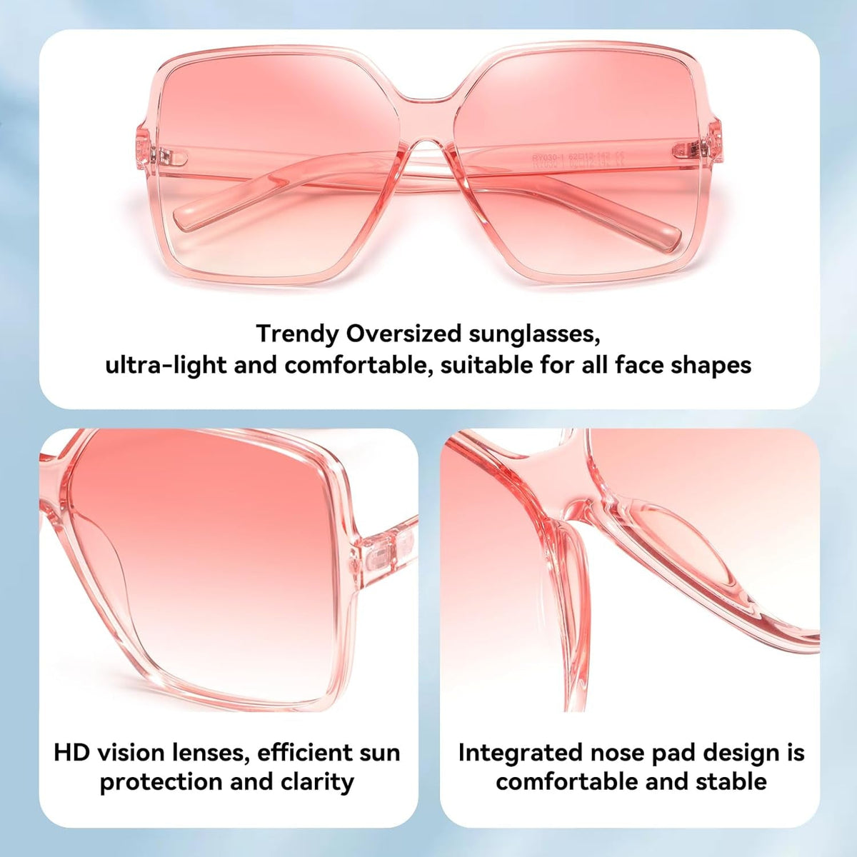 Oversized Square Sunglasses for Women Big Large Wide Fashion Shades for Men UV Protection Unisex