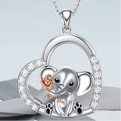 Exquisite Fashion Love Necklace European and American Women Elephant Pendant Necklace New Animal Jewelry Accessories Gift Diamond Necklace Women's Valentine's Day Thanksgiving Anniversary Gift
