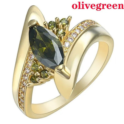 Size 6-10 Jewelry Woman's Blue Sapphire 18K Golden Plated Ring Gift  ( Choice Color and Size )