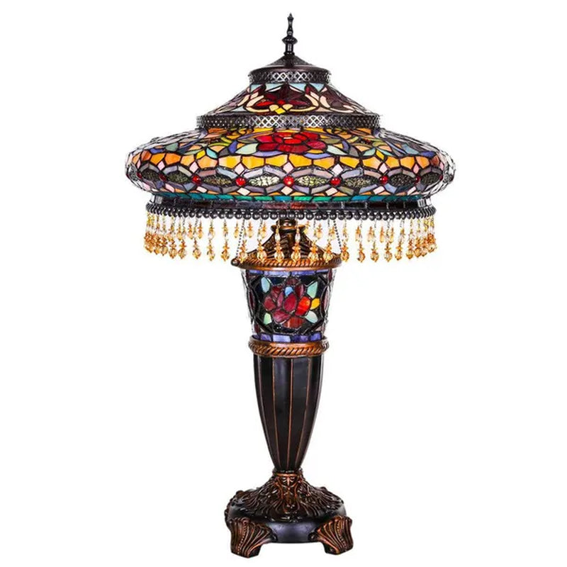 Gracewood Hollow Lachmet Multicolored Stained Glass Table Lamp (27.5 in.) - 17"L x 17"W x 27.5"H