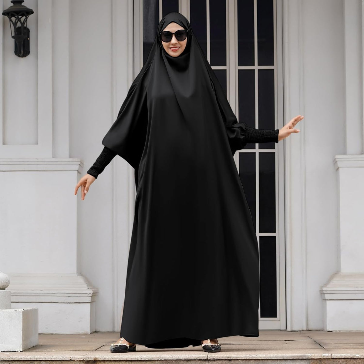 Jilbab for Muslim Women Hooded Abaya Kaftan Dress Hijab Chador One-Piece Loose Fit Arabic Islamic Prayer Robe