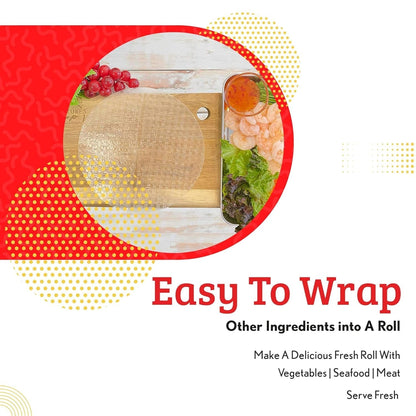 Fresh Spring Roll Rice Paper Wrappers 30 Sheets | Non-Gmo, Gluten-Free, Low Carb, Natural Ingredients | Vietnamese Summer Veggie Wraps