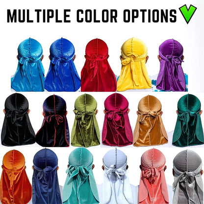 Superior Velvet Durag - Soft Velvet Durags for Men & Women, Long Double Wide Straps, Silky Durag Liner, Triple Stitched