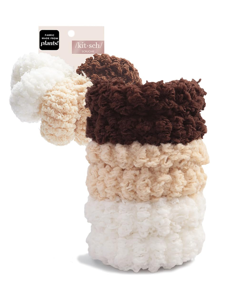 Organic Cotton Scrunchies - Large Fluffy Hair Ties and Ponytail Holders for Women and Girls, 6Pc (Neutral)