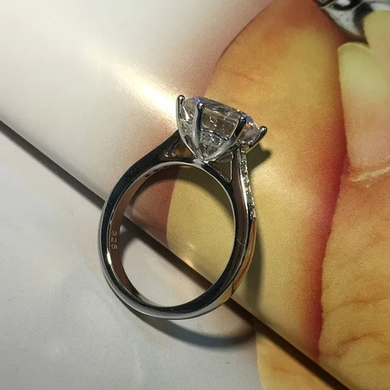 Sterling Silver Big 4 Carat Sona Diamond Wedding Engagement Ring