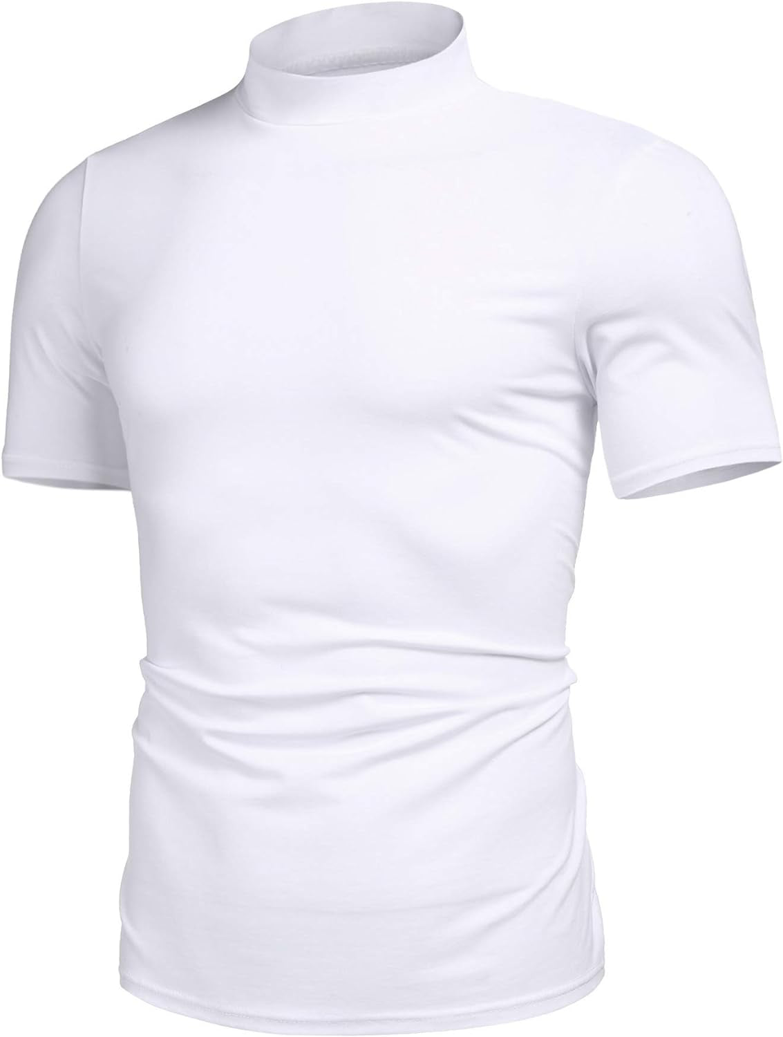 Mens Casual Turtleneck Mock Neck T Shirt Slim Fit Short Sleeve Summer Basic Tops
