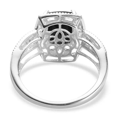 925 Sterling Silver Black Tourmaline Black Spinel Statement Ring for Women Graduation Gifts for Her Fashion Jewelry Cttw 2.5