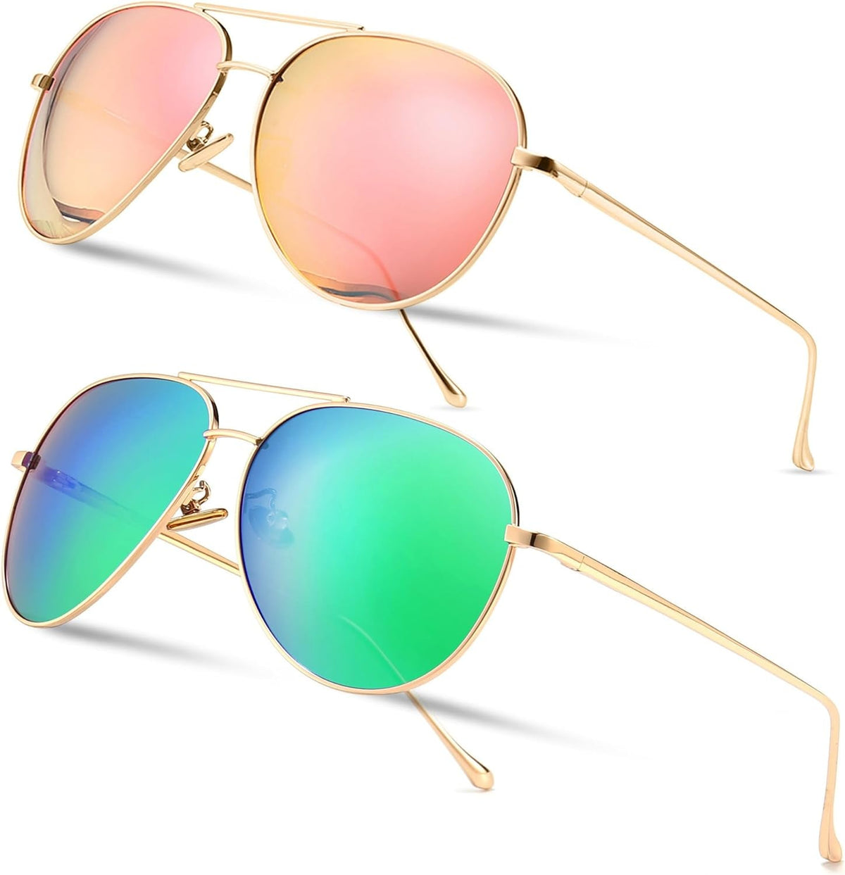 Women's Lightweight Oversized Aviator Sunglasses - Mirrored Polarized Lens