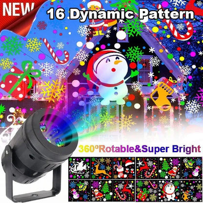 LED Christmas Projector Lights 16-Patterns Outdoor Holiday Decorations Led Projector Lights Waterproof Xmas Snowflake Snow Light Party Garden Laser Projection Lamp,Christmas Halloween Projector,laser Light Projector