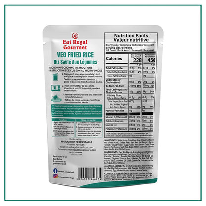 Veg Fried Rice Microwavable Rice Pack of 6, 8.8Oz Instant Rice Ready in 90 Seconds - Dinner Sides | Vegetable Rice | Ready to Eat | Prepared Foods | Side Dish | Flavored Rice
