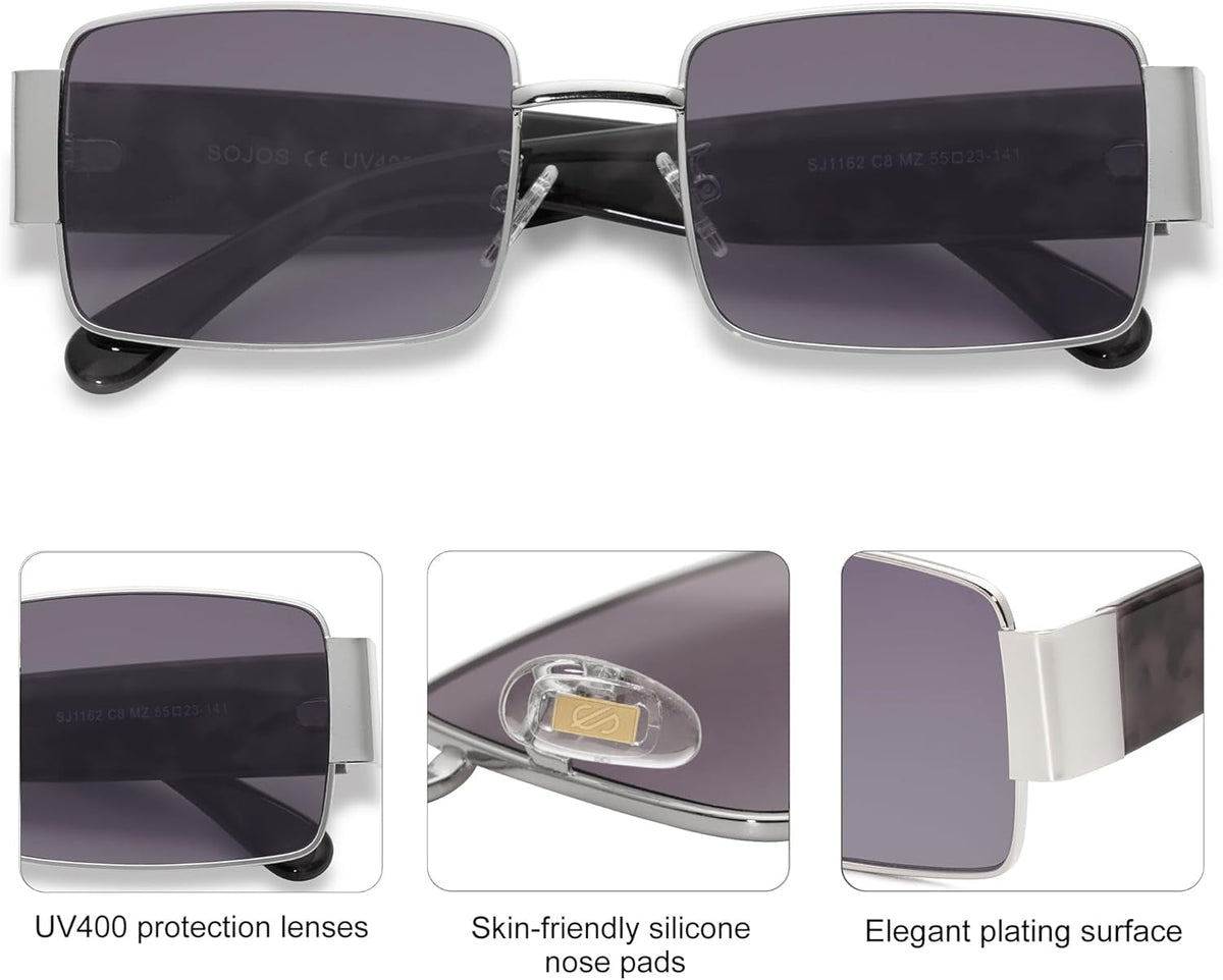 Retro Fashion Rectangle Sunglasses Womens Mens Vintage Trendy Square Shades SJ1162