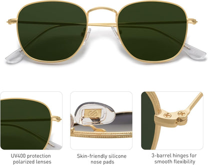 Square Polarized Sunglasses for Men Women Classic Vintage Retro Style