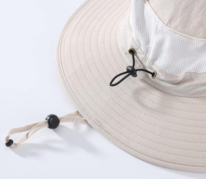 Outdoor UPF50+ Mesh Sun Hat Wide Brim Fishing Hat with Neck Flap Sun Hat for Men Women