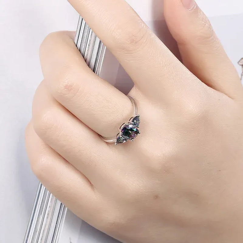 1 Piece - 6*8mm Oval MYSTICAL Heart Topaz Cocktail Rings Size 6/7/8/9/10
