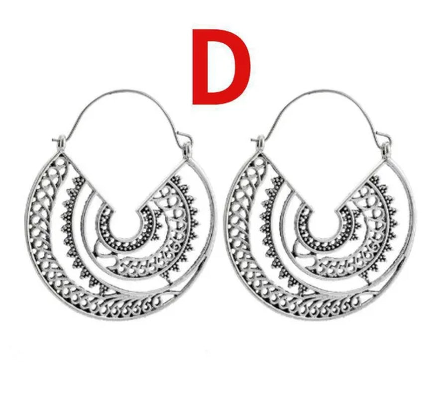 2023 new vintage fashion ladies bohemian 925 silver petal heart-shaped metal totem earrings earrings large hoop earrings glamorous bridal wedding engagement earrings anniversary birthday party gift jewelry 1 pair