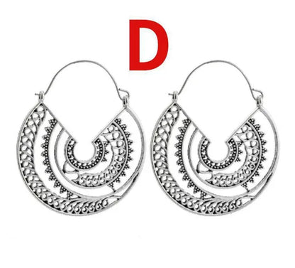2023 new vintage fashion ladies bohemian 925 silver petal heart-shaped metal totem earrings earrings large hoop earrings glamorous bridal wedding engagement earrings anniversary birthday party gift jewelry 1 pair