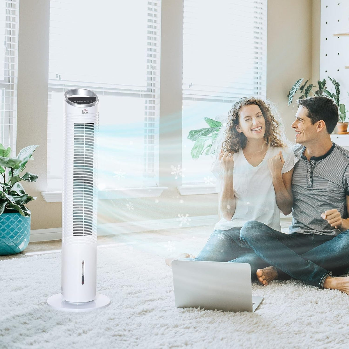 40" Evaporative Air Cooler with Water Tank, 3-In-1 Ice Cooling Fan with Humidifier, 52° Oscillating Portable Swamp Cooler for Home Office, 3 Modes, 3 Speeds, 8H Timer, Remote, White