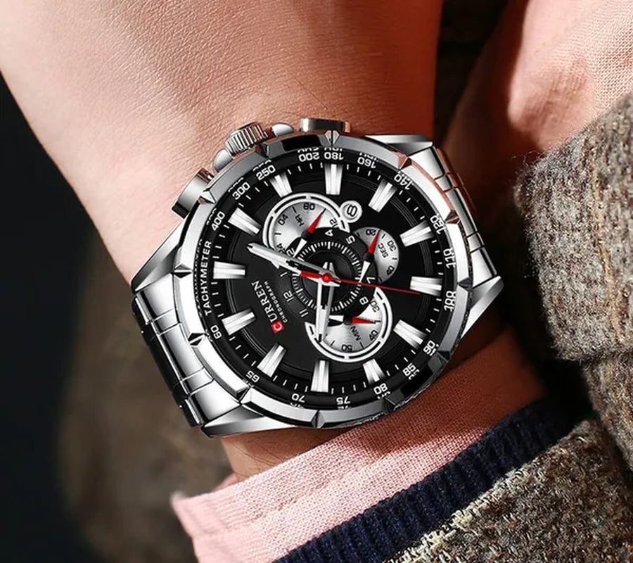 CURREN 8363 Watches For Men Luxury Chronograph Calendar Day Quartz Full Steel Men's Wristwatch