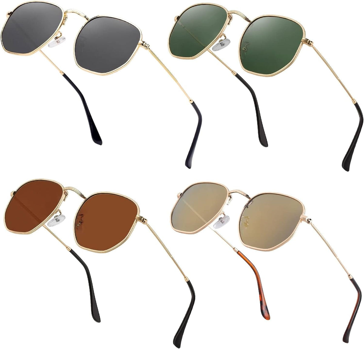 Hipster Hexagonal Polarized Sunglasses Men Women Geometric Square Small Vintage Metal Frame Retro Shade Glasses
