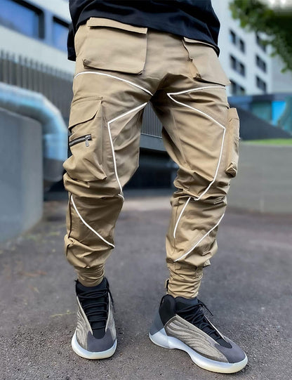 Mens Cargo Pants Hip Hop Techwear Harem Pant Jogger Sweatpants with Pockets Jogging Punk Khaki XL
