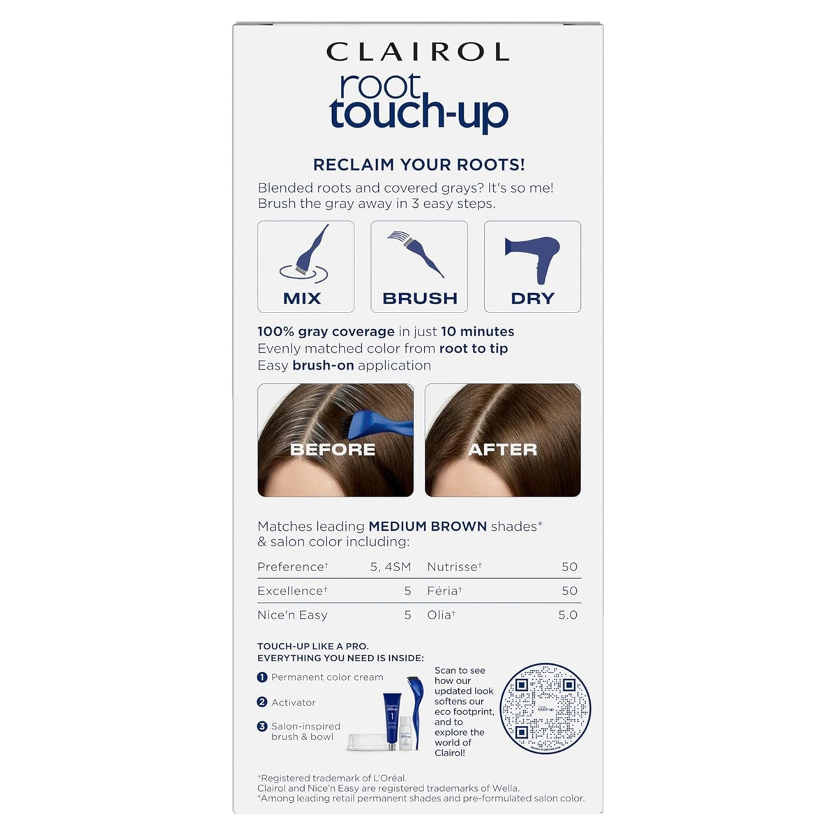 Root Touch-Up by Nice'N Easy Permanent Hair Dye, 5 Medium Brown Hair Color, Pack of 2