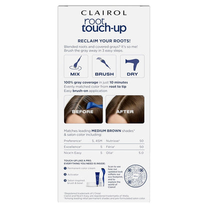 Root Touch-Up by Nice'N Easy Permanent Hair Dye, 5 Medium Brown Hair Color, Pack of 2