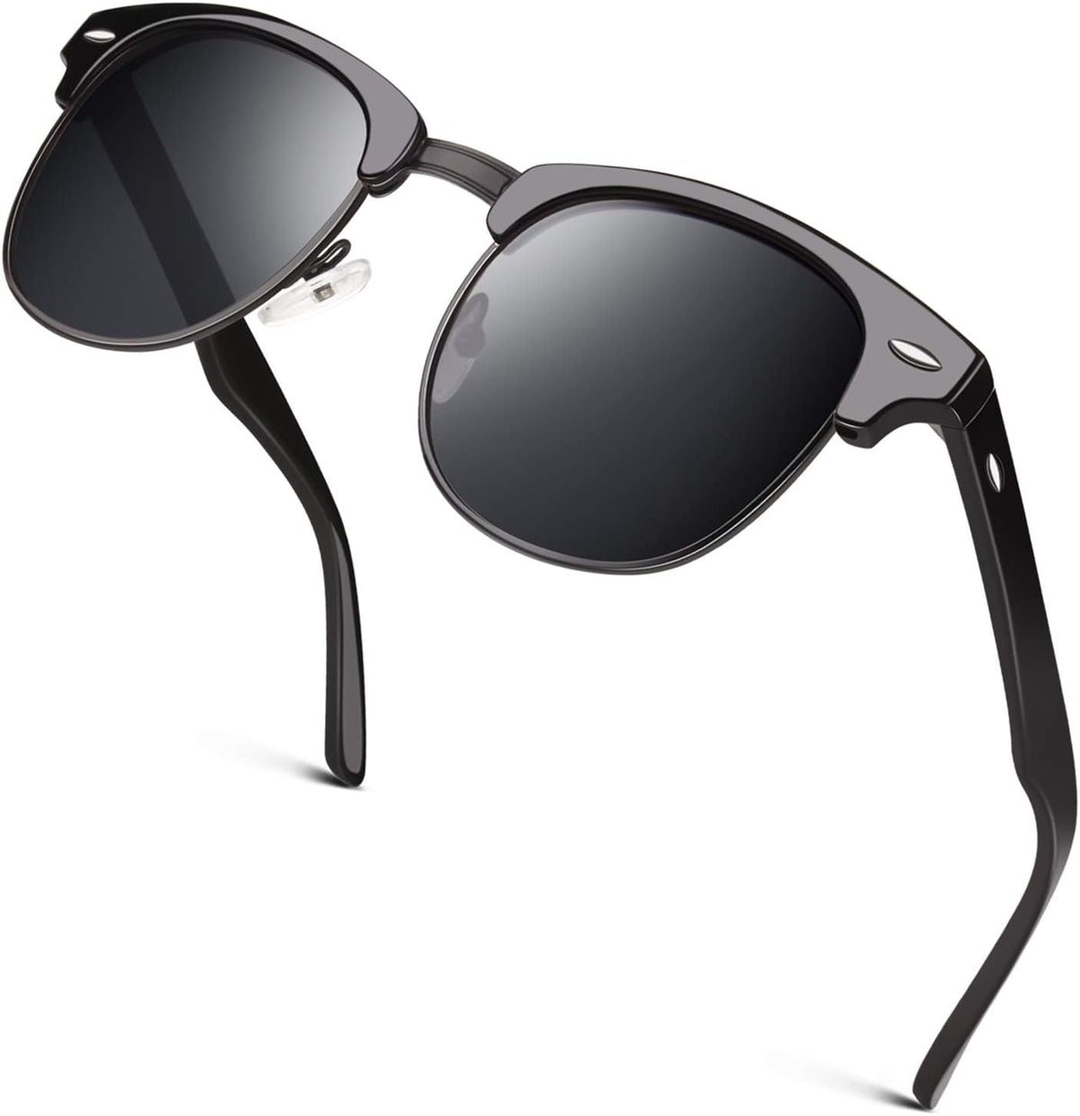 Classic Horn Rimmed Semi Rimless Polarized Sunglasses for Men Women GQO6