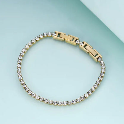 Stainless Steel Bracelets Fashion Gold Silver Color Trendy Women Bracelets Brief Grade Quality Zircon Tennis Chain Bracelets