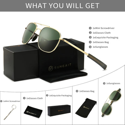 Men'S Military Style Polarized Pilot Aviator Sunglasses Bayonet Temples